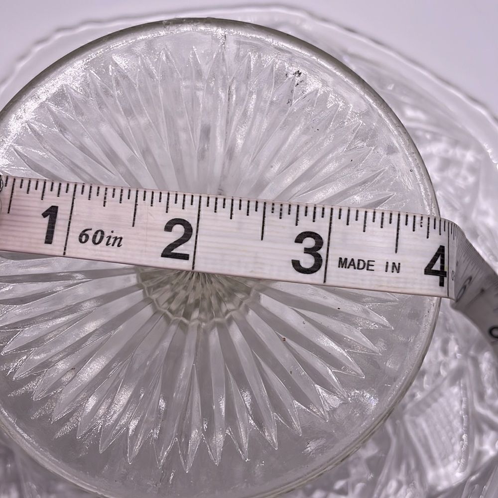 Vintage Pressed Glass Cake Stand w/Ornate Geometric Design & Pedestal - Picture 6 of 15